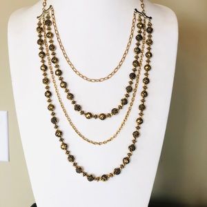 Vintage 4 Strand Flower Bead Chain Necklace